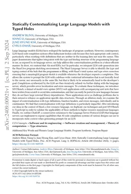 Statically Contextualizing Large Language Models with Typed Holes