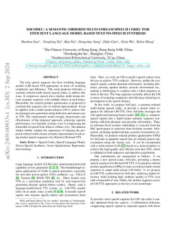 SoCodec: A Semantic-Ordered Multi-Stream Speech Codec for Efficient
  Language Model Based Text-to-Speech Synthesis