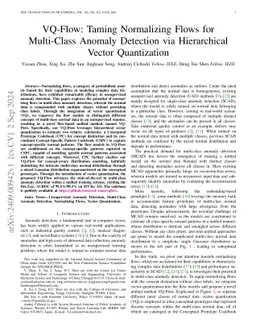 VQ-Flow: Taming Normalizing Flows for Multi-Class Anomaly Detection via
  Hierarchical Vector Quantization