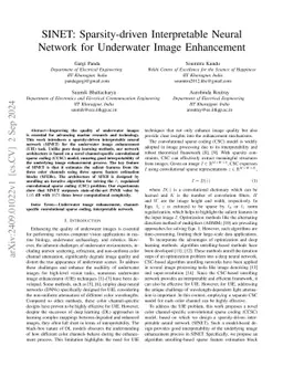 SINET: Sparsity-driven Interpretable Neural Network for Underwater Image Enhancement