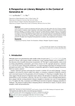 A Perspective on Literary Metaphor in the Context of Generative AI