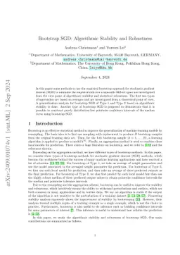 Bootstrap SGD: Algorithmic Stability and Robustness