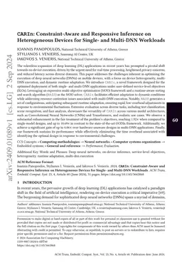 CARIn: Constraint-Aware and Responsive Inference on Heterogeneous
  Devices for Single- and Multi-DNN Workloads