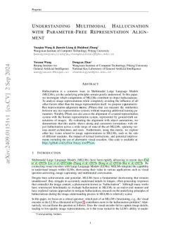 Understanding Multimodal Hallucination with Parameter-Free
  Representation Alignment