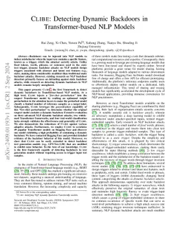 CLIBE: Detecting Dynamic Backdoors in Transformer-based NLP Models