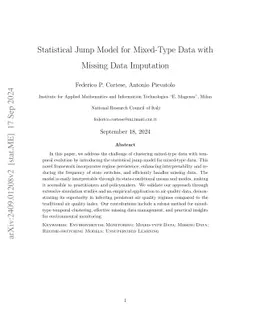Statistical Jump Model for Mixed-Type Data with Missing Data Imputation