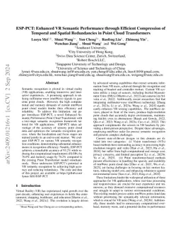 ESP-PCT: Enhanced VR Semantic Performance through Efficient Compression
  of Temporal and Spatial Redundancies in Point Cloud Transformers