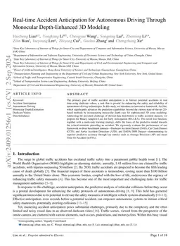 Real-time Accident Anticipation for Autonomous Driving Through Monocular
  Depth-Enhanced 3D Modeling