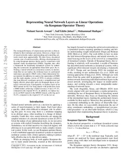 Representing Neural Network Layers as Linear Operations via Koopman
  Operator Theory