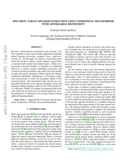 Spectron: Target Speaker Extraction using Conditional Transformer with
  Adversarial Refinement