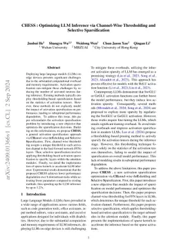 CHESS: Optimizing LLM Inference via Channel-Wise Thresholding and
  Selective Sparsification