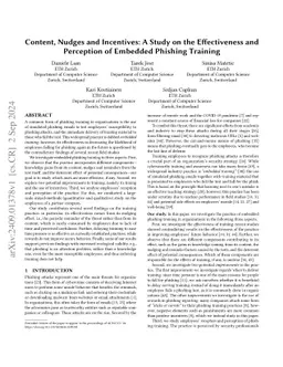 Content, Nudges and Incentives: A Study on the Effectiveness and
  Perception of Embedded Phishing Training
