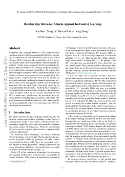 Membership Inference Attacks Against In-Context Learning