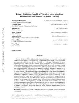 Dataset Distillation from First Principles: Integrating Core Information
  Extraction and Purposeful Learning