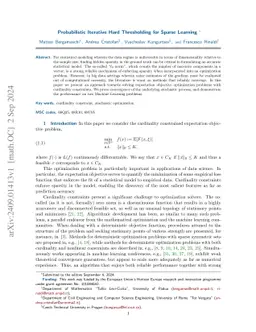 Probabilistic Iterative Hard Thresholding for Sparse Learning