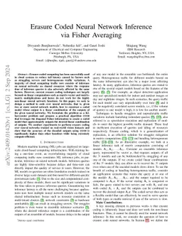 Erasure Coded Neural Network Inference via Fisher Averaging