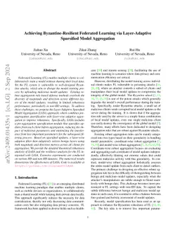 Achieving Byzantine-Resilient Federated Learning via Layer-Adaptive
  Sparsified Model Aggregation