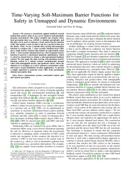 Time-Varying Soft-Maximum Barrier Functions for Safety in Unmapped and Dynamic Environments