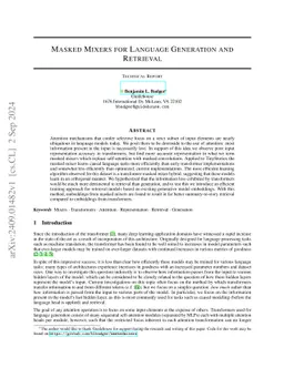 Masked Mixers for Language Generation and Retrieval