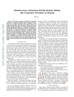 Situation-aware Autonomous Driving Decision Making with Cooperative
  Perception on Demand