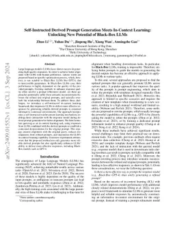 Self-Instructed Derived Prompt Generation Meets In-Context Learning:
  Unlocking New Potential of Black-Box LLMs