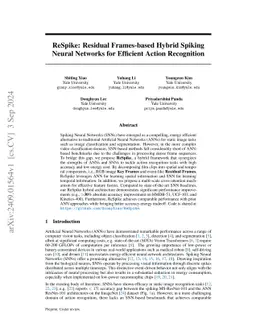 ReSpike: Residual Frames-based Hybrid Spiking Neural Networks for
  Efficient Action Recognition