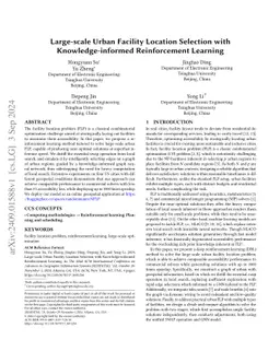 Large-scale Urban Facility Location Selection with Knowledge-informed
  Reinforcement Learning