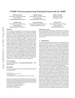 $S^2$NeRF: Privacy-preserving Training Framework for NeRF