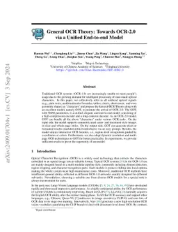 General OCR Theory: Towards OCR-2.0 via a Unified End-to-end Model