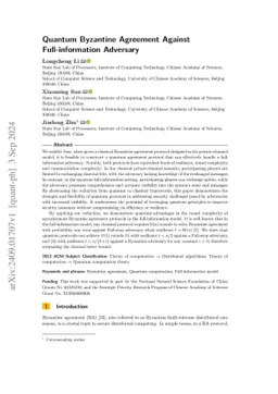 Quantum Byzantine Agreement Against Full-information Adversary