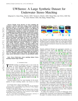 UWStereo: A Large Synthetic Dataset for Underwater Stereo Matching