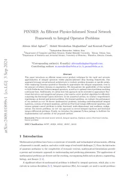 PINNIES: An Efficient Physics-Informed Neural Network Framework to
  Integral Operator Problems