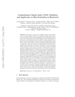 Comprehensive Equity Index (CEI): Definition and Application to Bias
  Evaluation in Biometrics