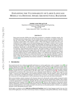 Exploiting the Vulnerability of Large Language Models via Defense-Aware
  Architectural Backdoor