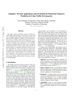 Snapshot: Towards Application-centered Models for Pedestrian Trajectory Prediction in Urban Traffic Environments