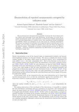Deconvolution of repeated measurements corrupted by unknown noise