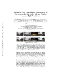 AllWeatherNet:Unified Image enhancement for autonomous driving under
  adverse weather and lowlight-conditions