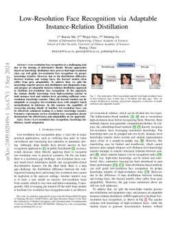 Low-Resolution Face Recognition via Adaptable Instance-Relation
  Distillation