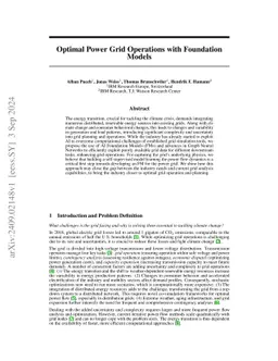 Optimal Power Grid Operations with Foundation Models