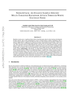NoiseAttack: An Evasive Sample-Specific Multi-Targeted Backdoor Attack
  Through White Gaussian Noise