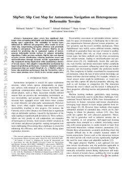 SlipNet: Enhancing Slip Cost Mapping for Autonomous Navigation on
  Heterogeneous and Deformable Terrains