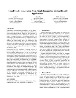 Coral Model Generation from Single Images for Virtual Reality
  Applications