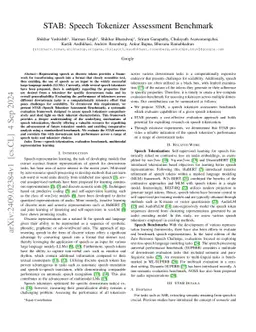STAB: Speech Tokenizer Assessment Benchmark