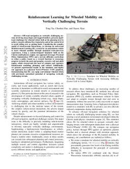 Reinforcement Learning for Wheeled Mobility on Vertically Challenging
  Terrain