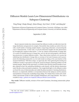Diffusion Models Learn Low-Dimensional Distributions via Subspace Clustering
