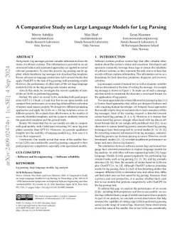 A Comparative Study on Large Language Models for Log Parsing