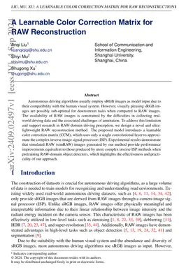 A Learnable Color Correction Matrix for RAW Reconstruction