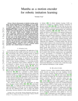 Mamba as a motion encoder for robotic imitation learning