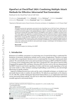 OpenFact at CheckThat! 2024: Combining Multiple Attack Methods for
  Effective Adversarial Text Generation