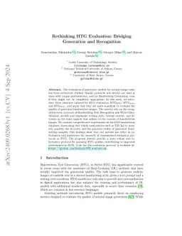 Rethinking HTG Evaluation: Bridging Generation and Recognition